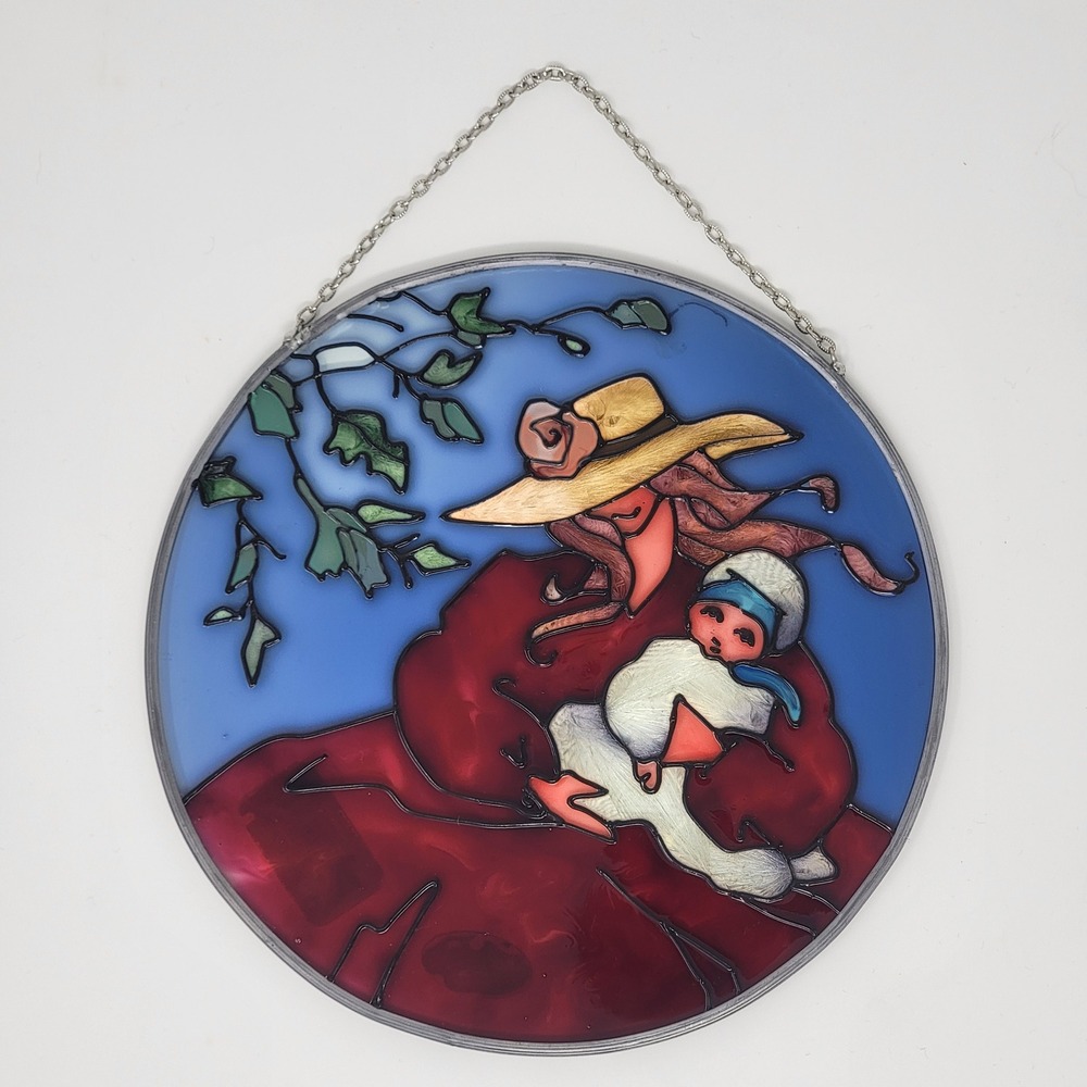 Joan Baker Designs Handpainted Mother and Baby Window Art‎ Stained Glass